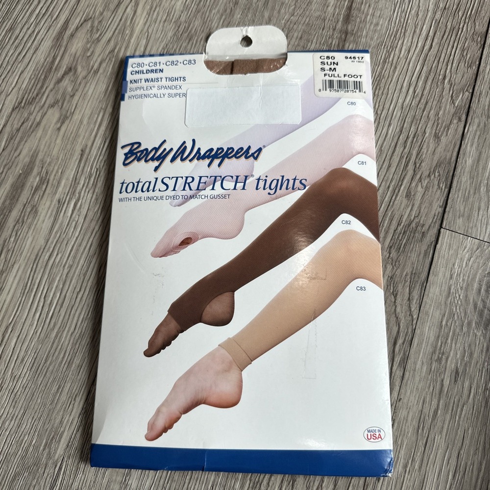 Body Wrappers C80‎ Suntan Girl's Size Small/Medium (4-7) Full Footed Tights